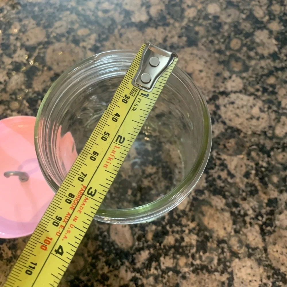 Pink Glass canister with Crystal Knob